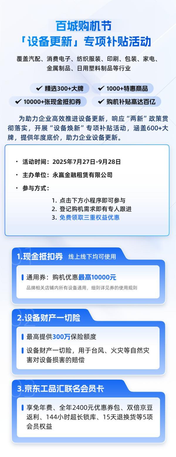 政策引领服务升级永赢金租“设备之家”启动“百城购机节”(图1)